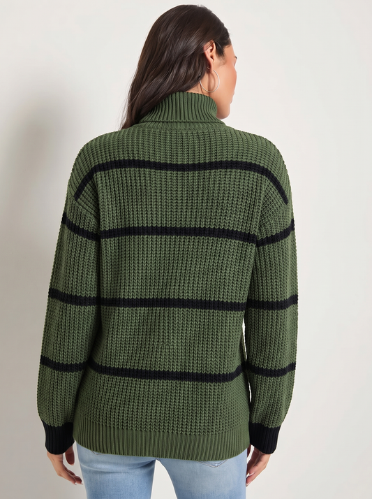 Striped Turtleneck Knitted Sweater