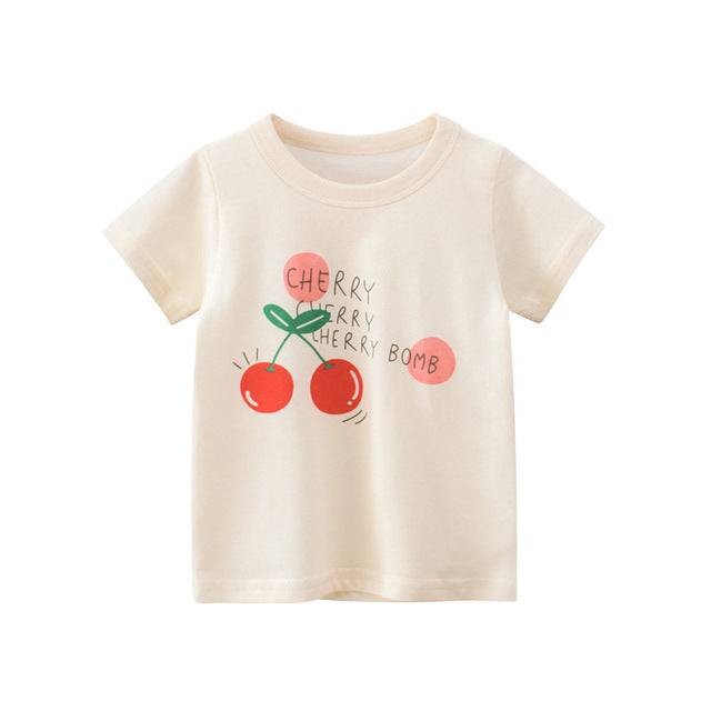 Girls' Cute Cherry Graphic T-Shirt