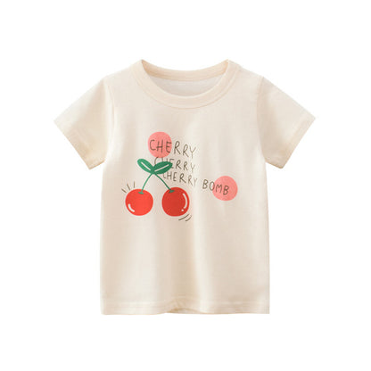 Girls' Cute Cherry Graphic T-Shirt
