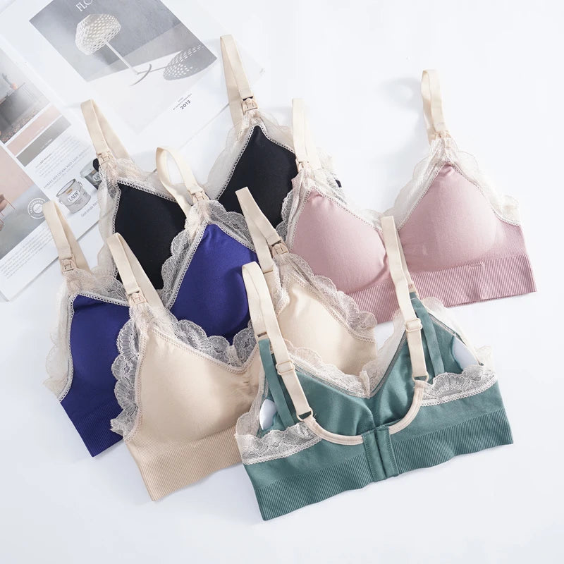 Zander - Maternity Front Open Soft Lace Bra, Maternal Support