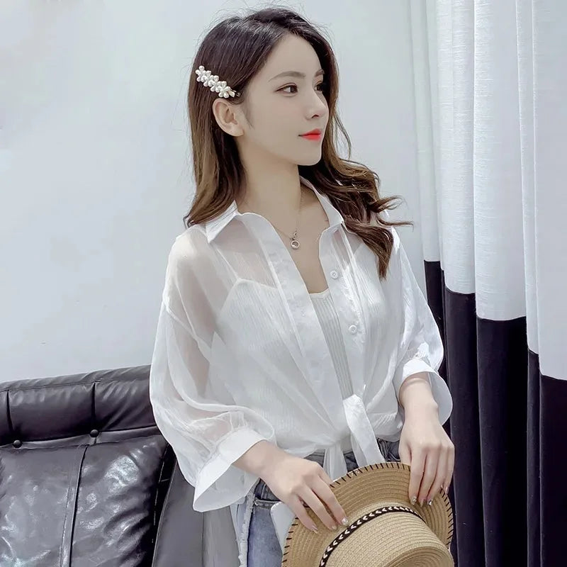 Zander - Quality Elegant Waist Tie Blouse