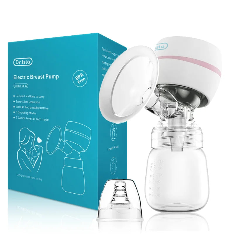WHITE Color Electric Breast Pump With LED Display – Quiet, USB Rechargeable
