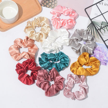 Solid Color Crystal Satin Hair Scrunch