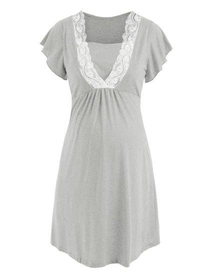 Maternity Pajama Dress w/ Lace Design