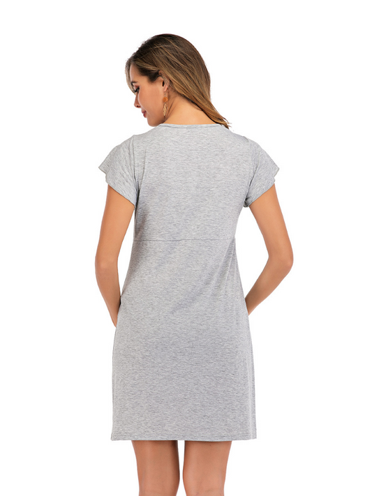 Maternity Pajama Dress w/ Lace Design