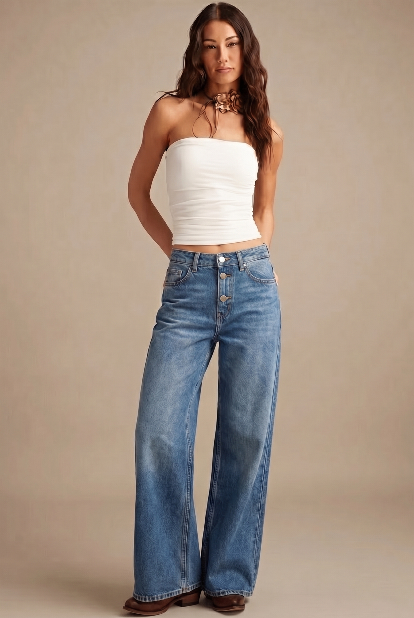 High-Waisted Straight-Leg Cropped Jeans for Women