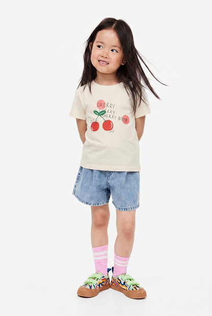 Girls' Cute Cherry Graphic T-Shirt