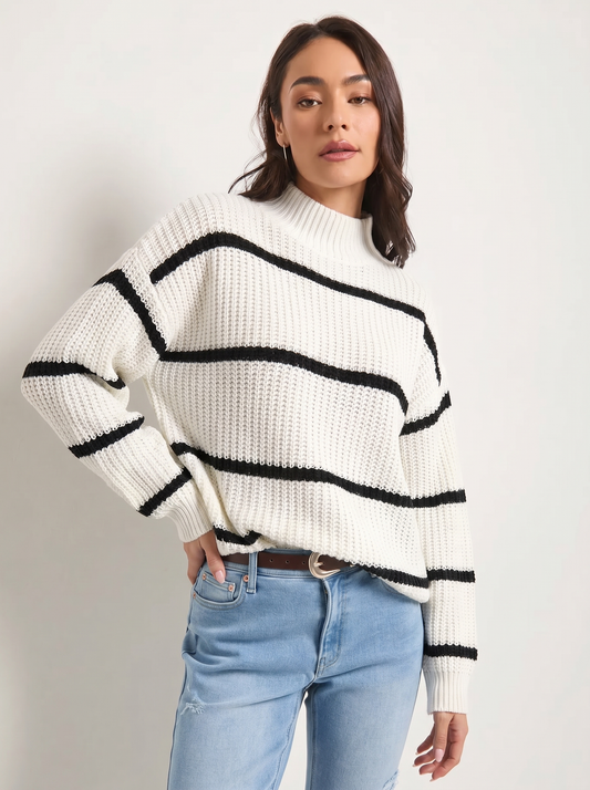 Striped Turtleneck Knitted Sweater