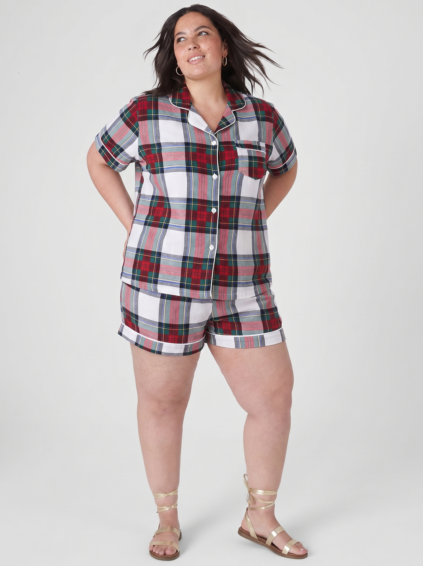 Cozy Plaid Shirt/Shorts Set