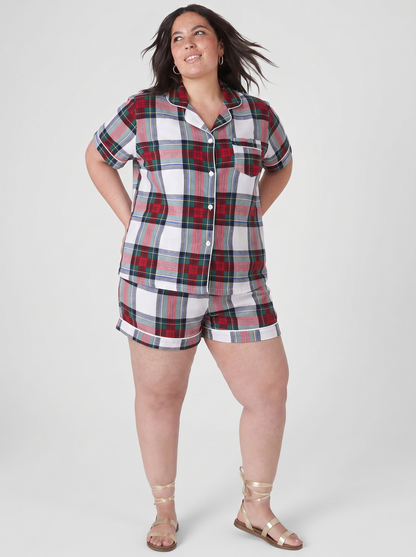 Cozy Plaid Shirt/Shorts Set